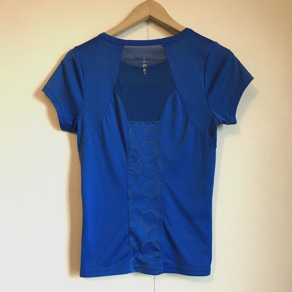 Avia Sleek Blue Bubble Print + Mesh Workout Tee - Picture 2 of 16